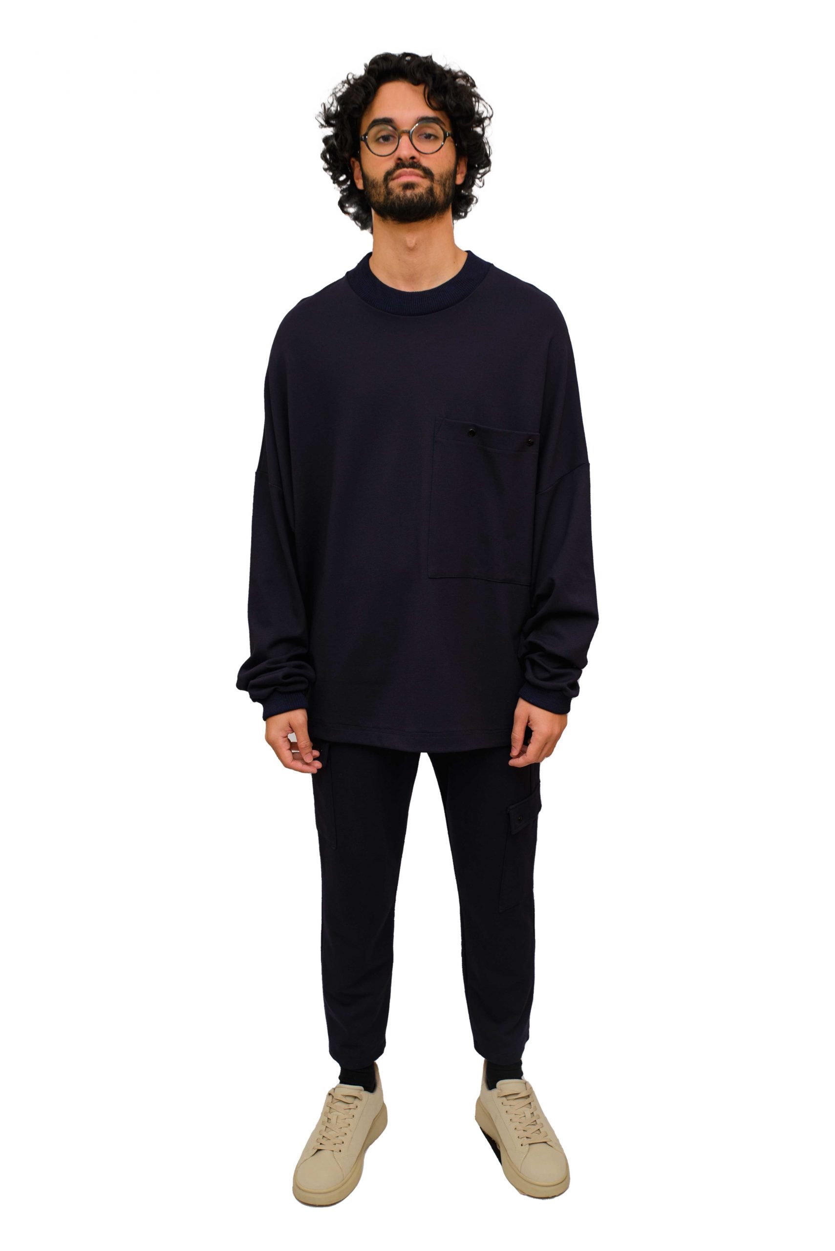 Navy Oversized Pocket Sweatshirt - Image 5
