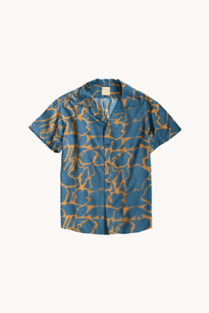 Pangolin Print Navy Cuban Collar