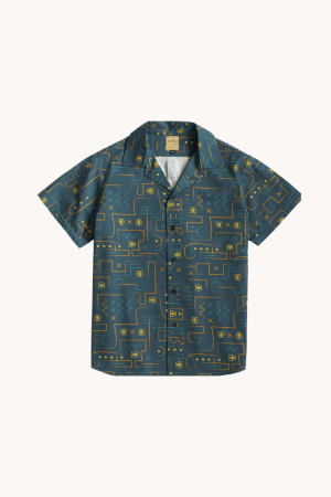 Conversations Print Blue Shirt